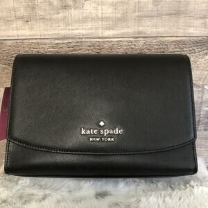 KATE SPADE Carson Saffian Leather Convertible Handbag/Crossbody NWT $279 Black